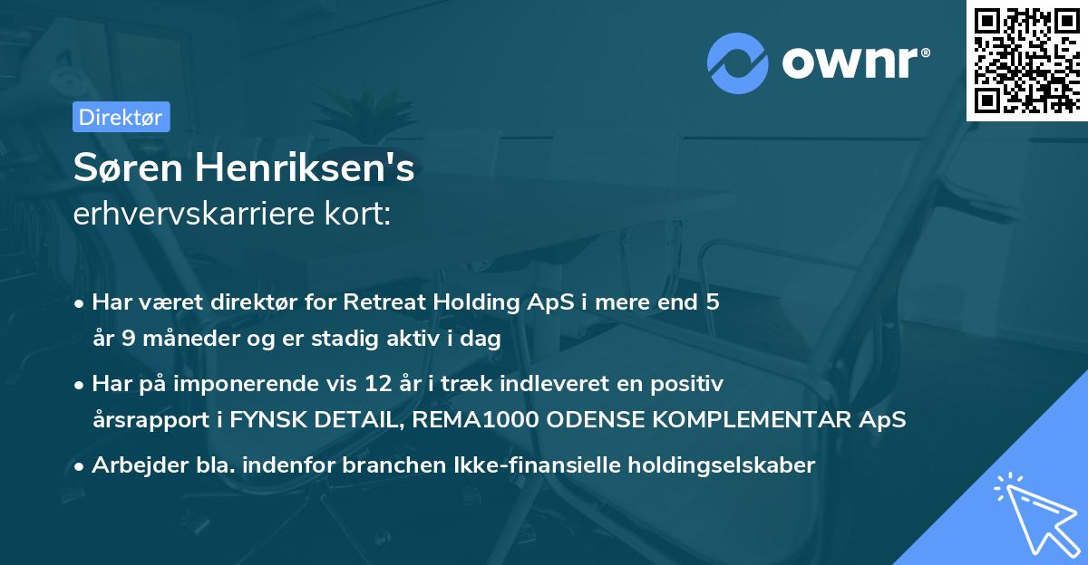 Søren Henriksen's erhvervskarriere kort