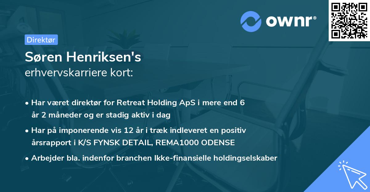 Søren Henriksen's erhvervskarriere kort