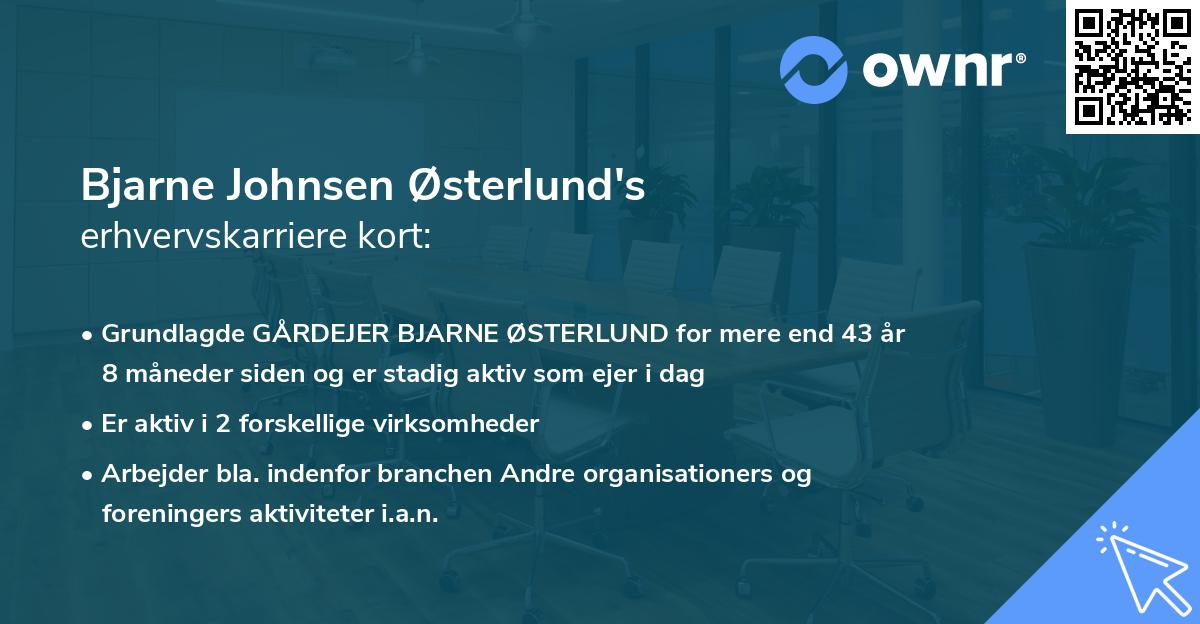 Bjarne Johnsen Østerlund's erhvervskarriere kort