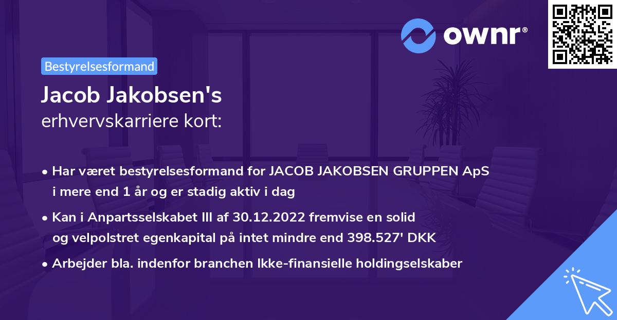 Jacob Jakobsen's erhvervskarriere kort