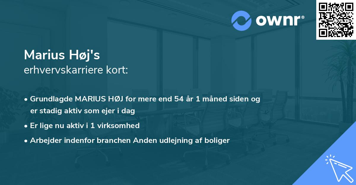 Marius Høj's erhvervskarriere kort