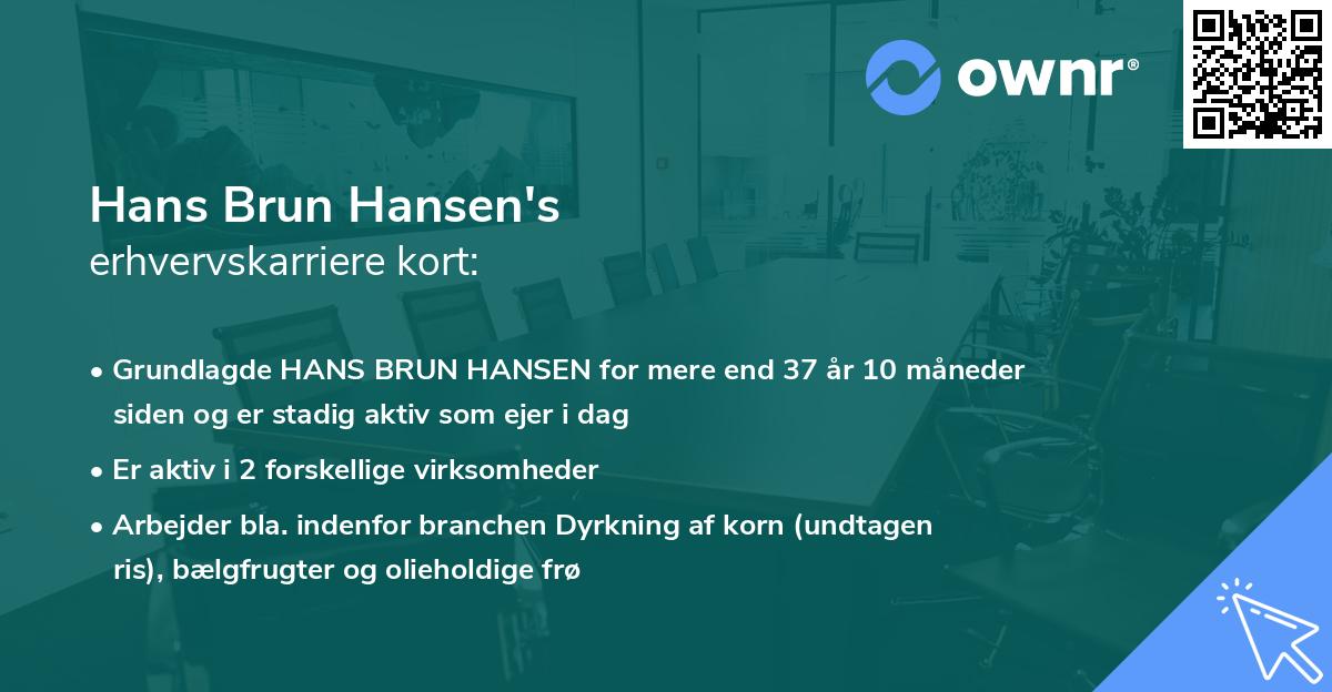 Hans Brun Hansen's erhvervskarriere kort