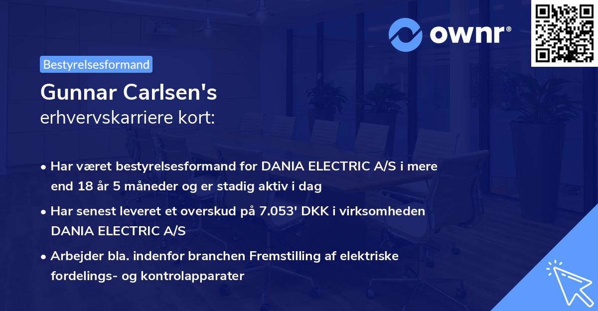 Gunnar Carlsen's erhvervskarriere kort
