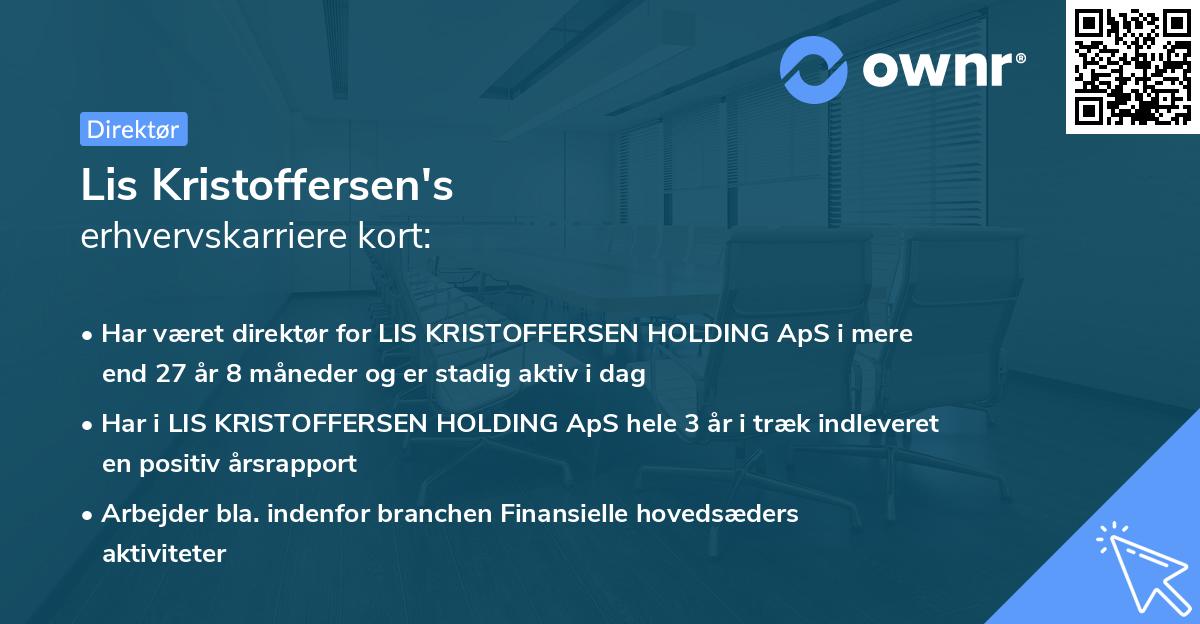 Lis Kristoffersen's erhvervskarriere kort