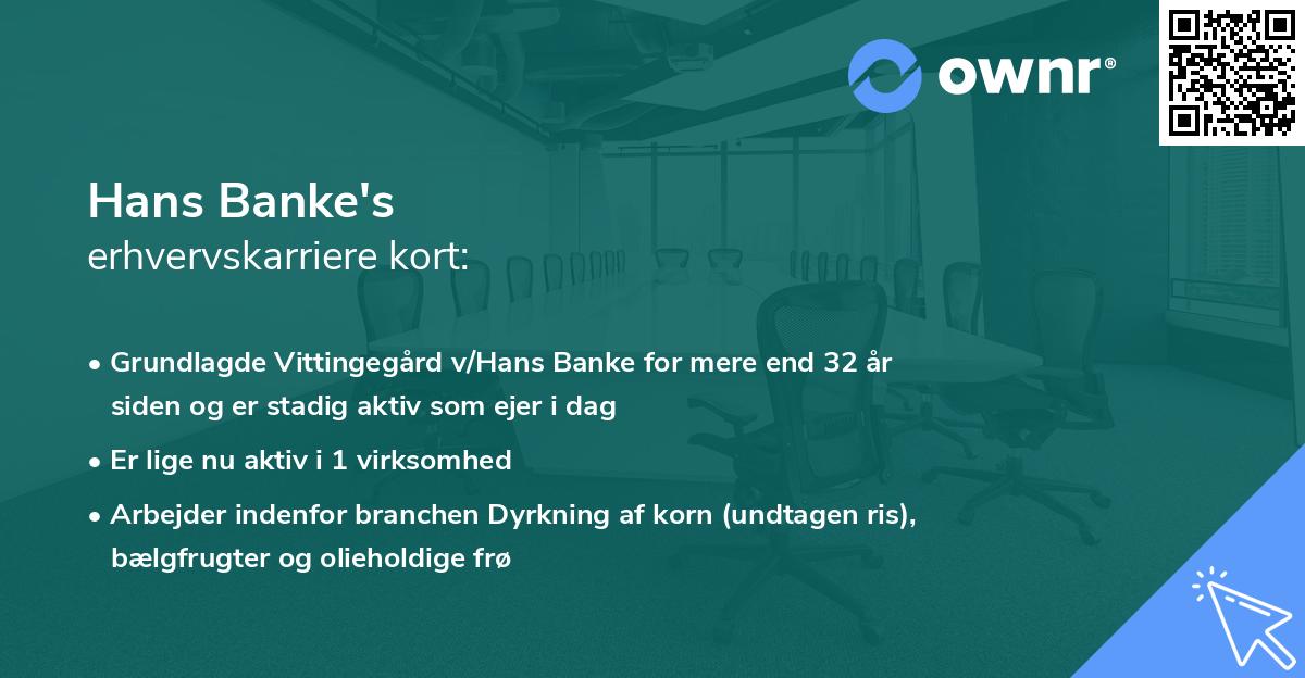 Hans Banke's erhvervskarriere kort
