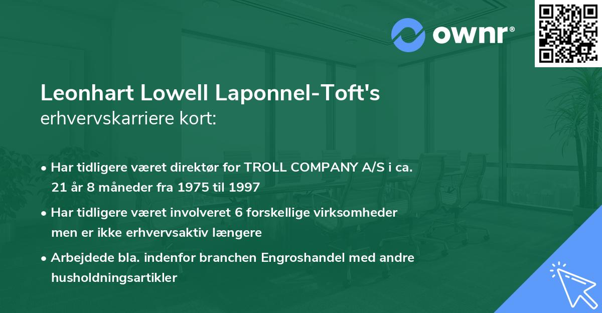 Leonhart Lowell Laponnel-Toft's erhvervskarriere kort
