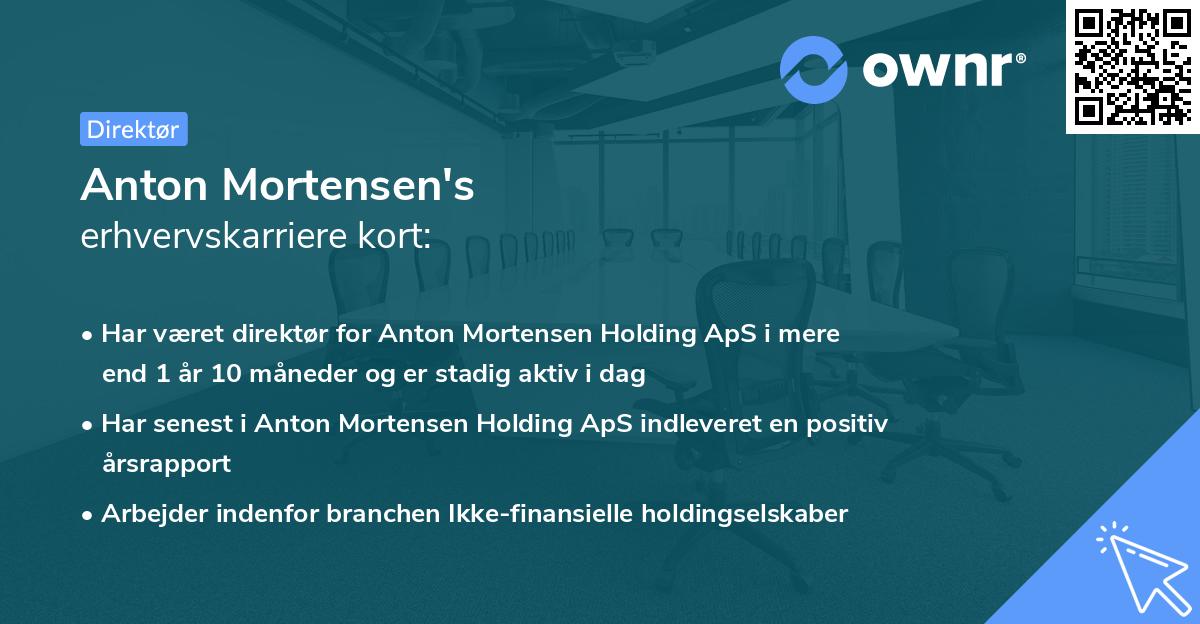 Anton Mortensen's erhvervskarriere kort