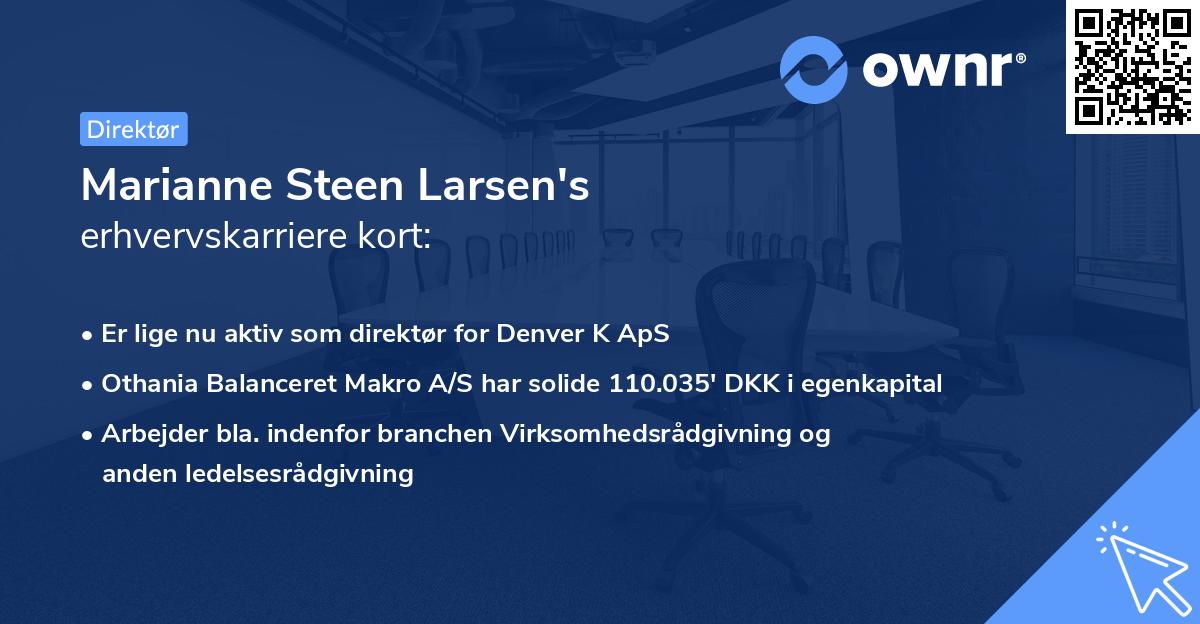 Marianne Steen Larsen's erhvervskarriere kort