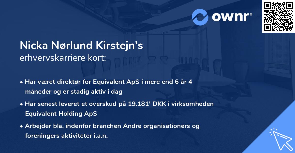 Nicka Nørlund Kirstejn's erhvervskarriere kort