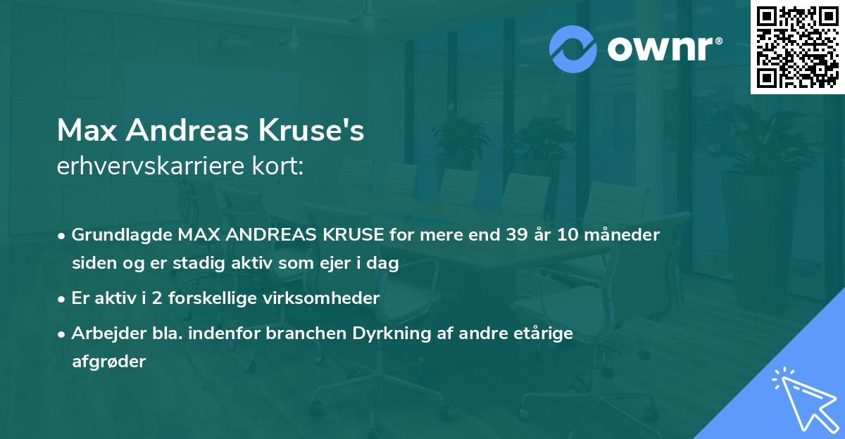 Max Andreas Kruse's erhvervskarriere kort