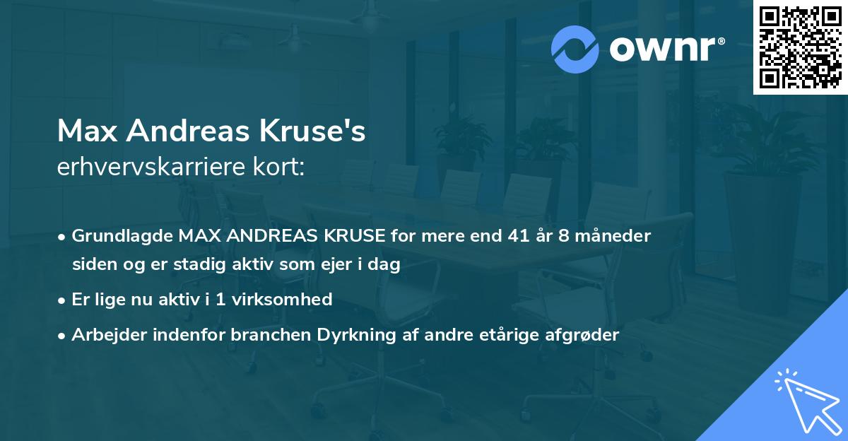 Max Andreas Kruse's erhvervskarriere kort