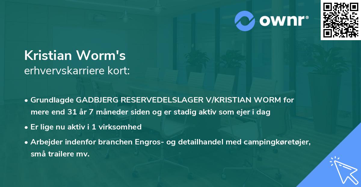 Kristian Worm's erhvervskarriere kort