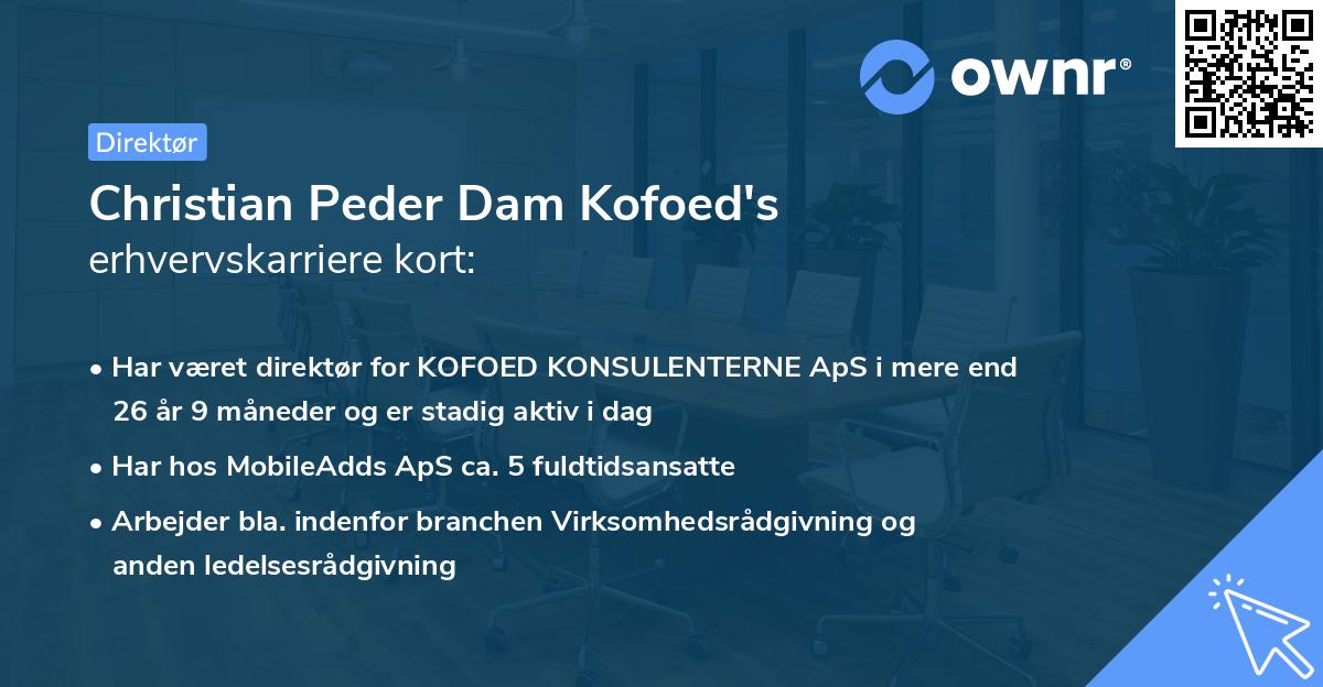 Christian Peder Dam Kofoed's erhvervskarriere kort