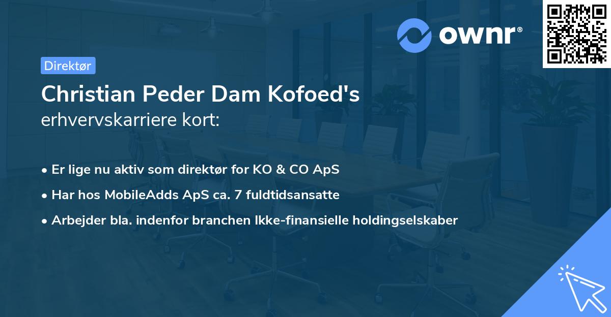 Christian Peder Dam Kofoed's erhvervskarriere kort