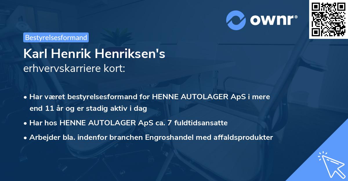 Karl Henrik Henriksen's erhvervskarriere kort