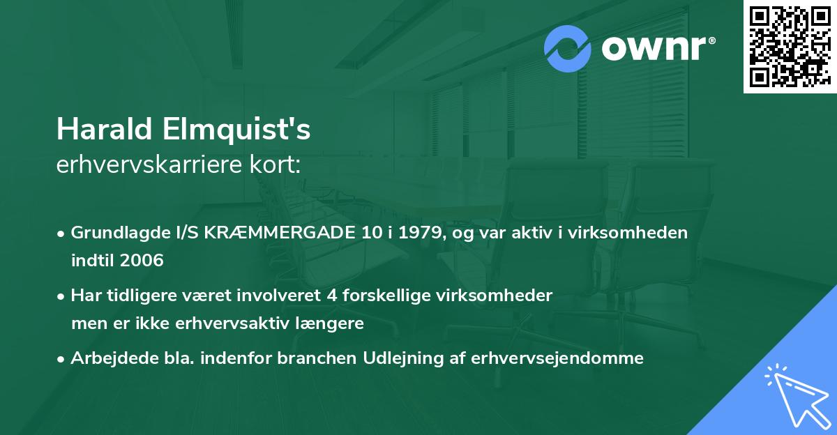 Harald Elmquist's erhvervskarriere kort