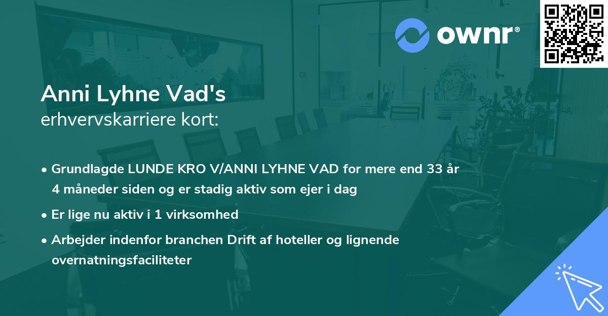 Anni Lyhne Vad's erhvervskarriere kort