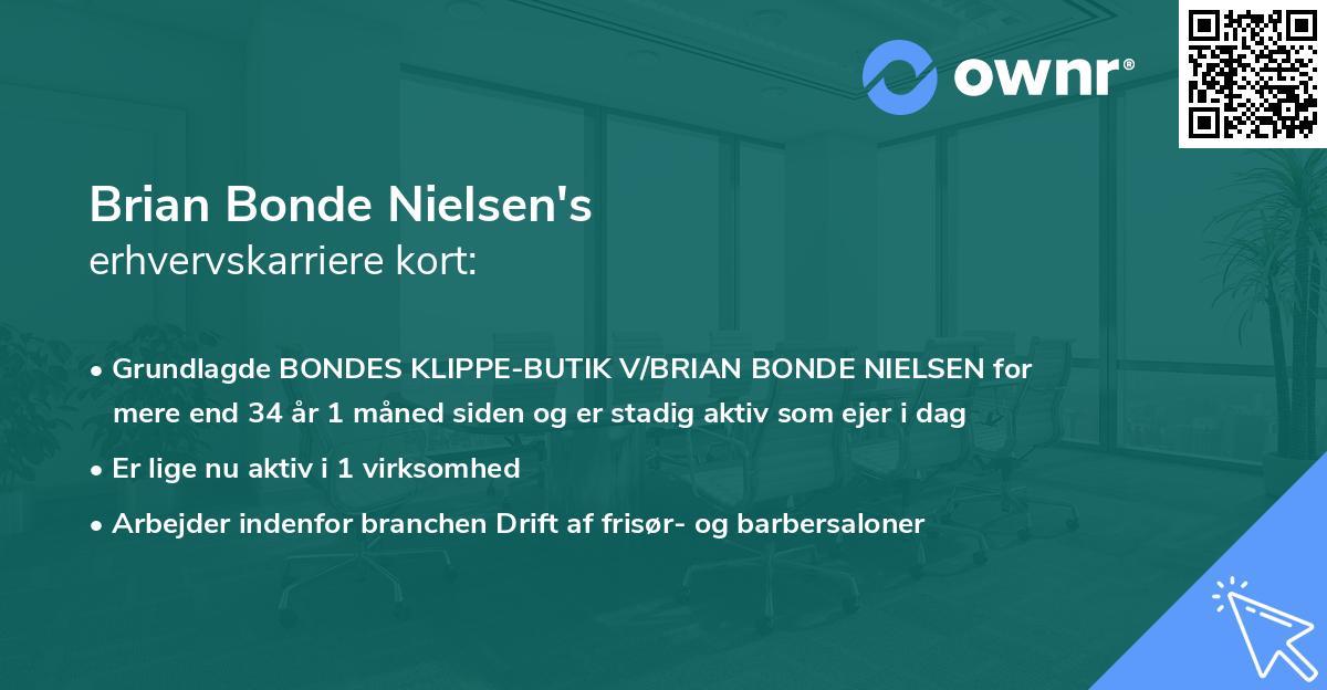 Brian Bonde Nielsen's erhvervskarriere kort