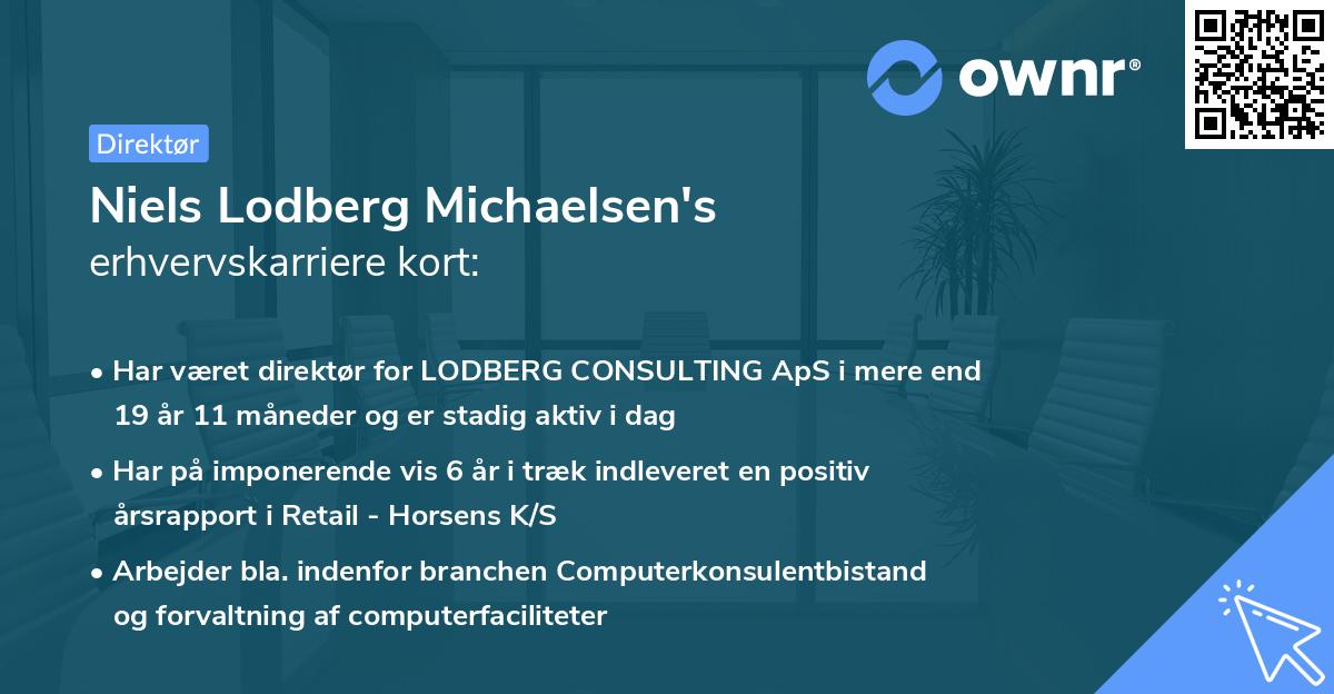 Niels Lodberg Michaelsen's erhvervskarriere kort