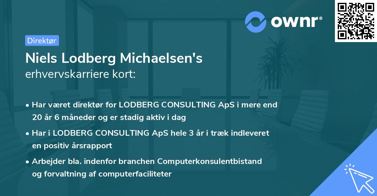 Niels Lodberg Michaelsen's erhvervskarriere kort