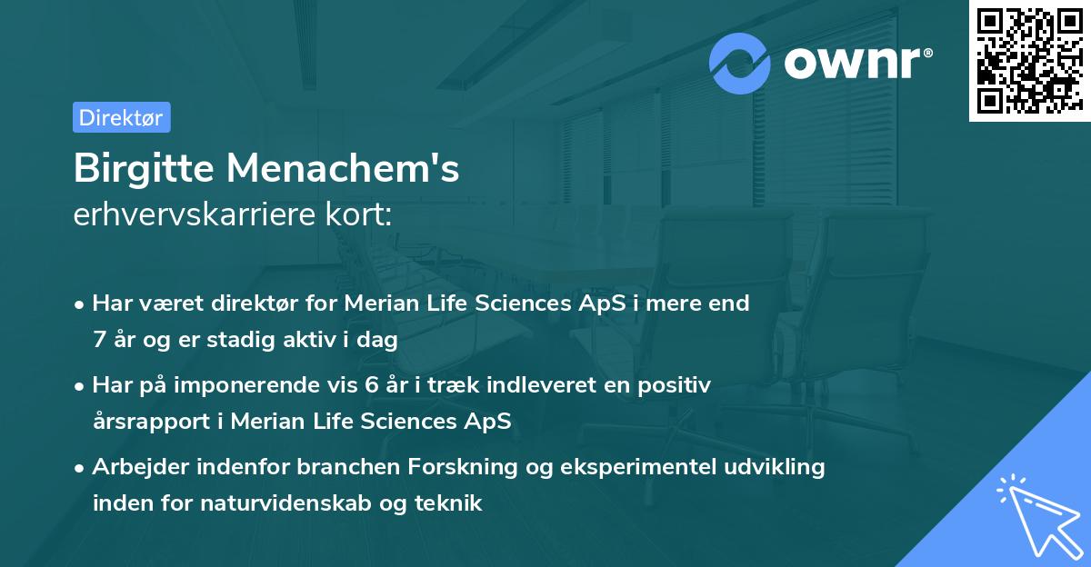 Birgitte Menachem's erhvervskarriere kort