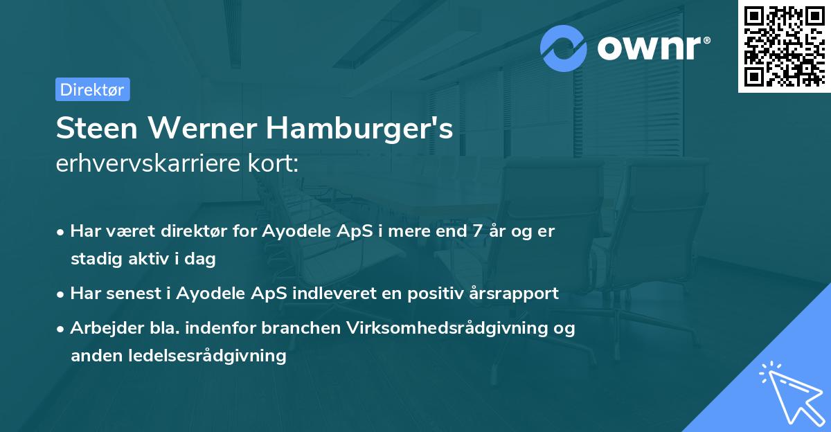 Steen Werner Hamburger's erhvervskarriere kort