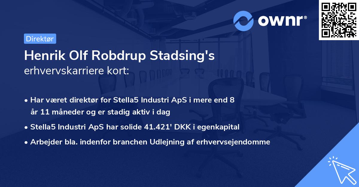 Henrik Olf Robdrup Stadsing's erhvervskarriere kort