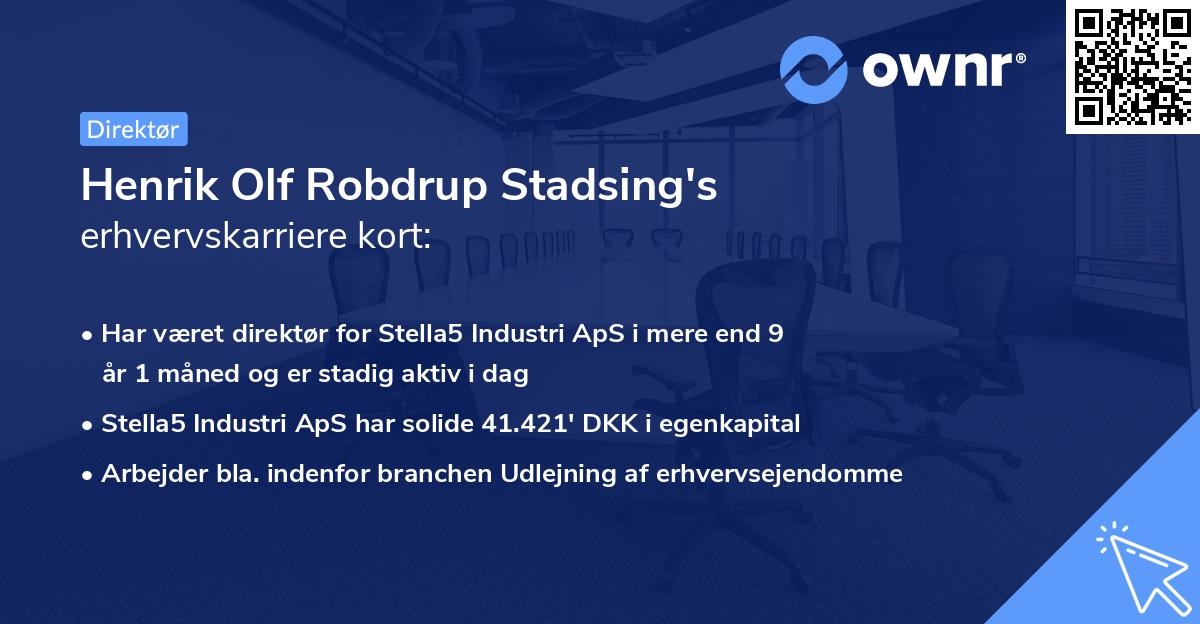 Henrik Olf Robdrup Stadsing's erhvervskarriere kort