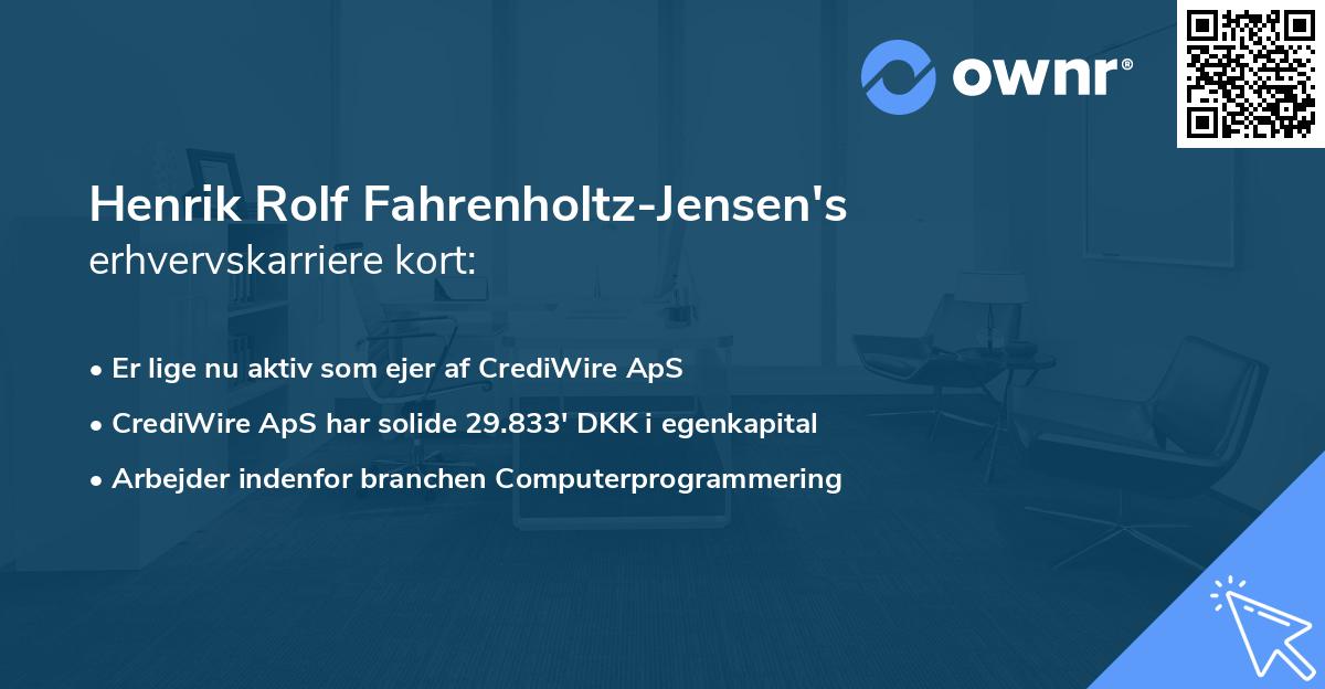 Henrik Rolf Fahrenholtz-Jensen's erhvervskarriere kort