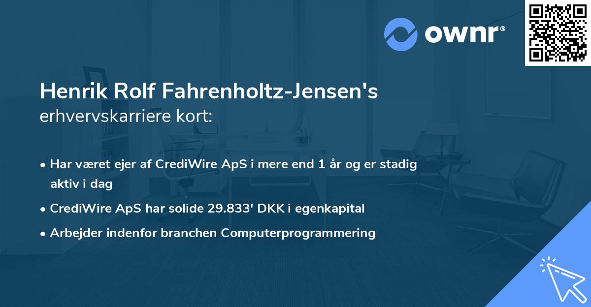 Henrik Rolf Fahrenholtz-Jensen's erhvervskarriere kort
