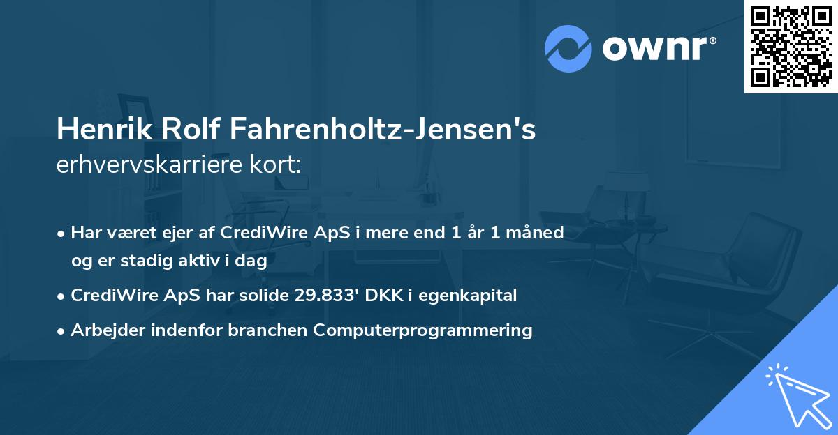 Henrik Rolf Fahrenholtz-Jensen's erhvervskarriere kort