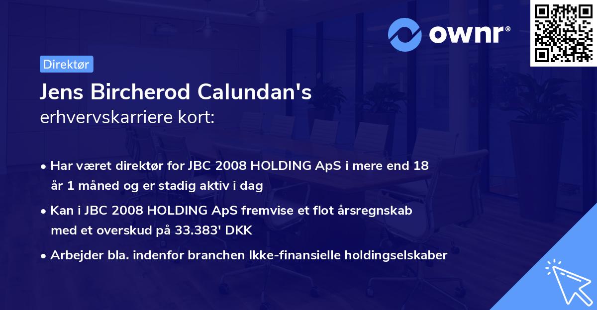 Jens Bircherod Calundan's erhvervskarriere kort