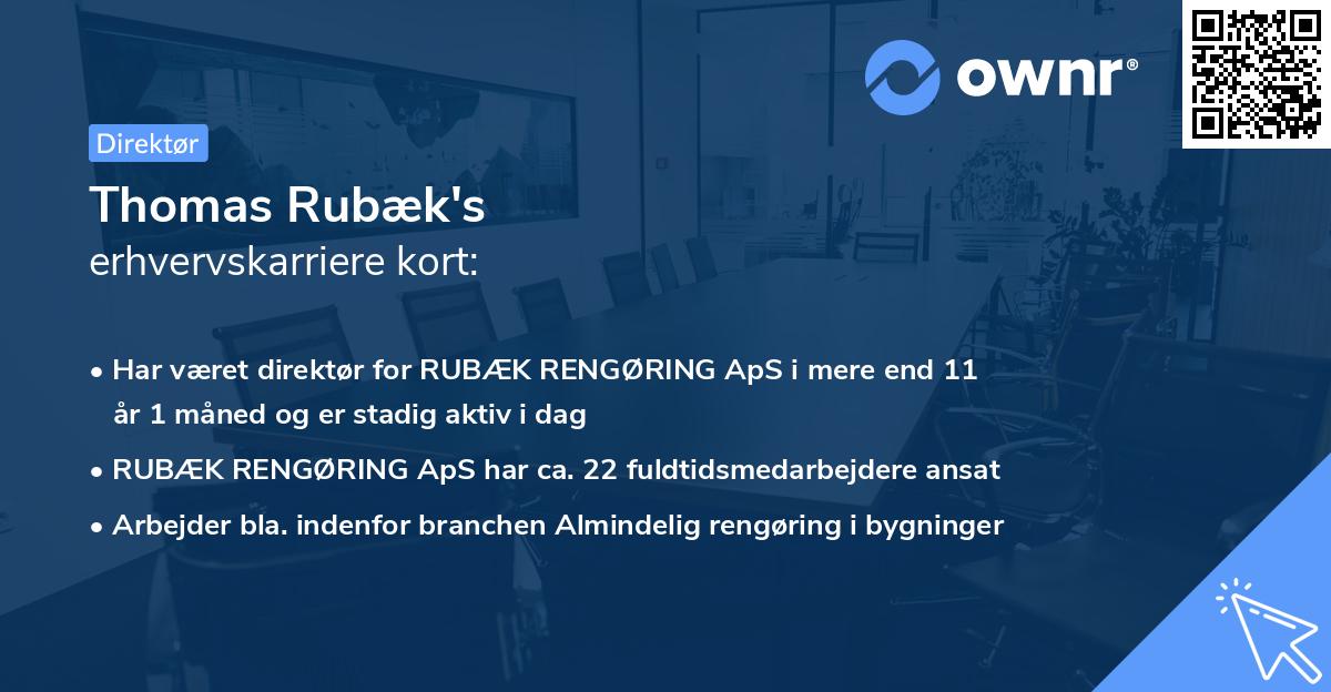 Thomas Rubæk's erhvervskarriere kort