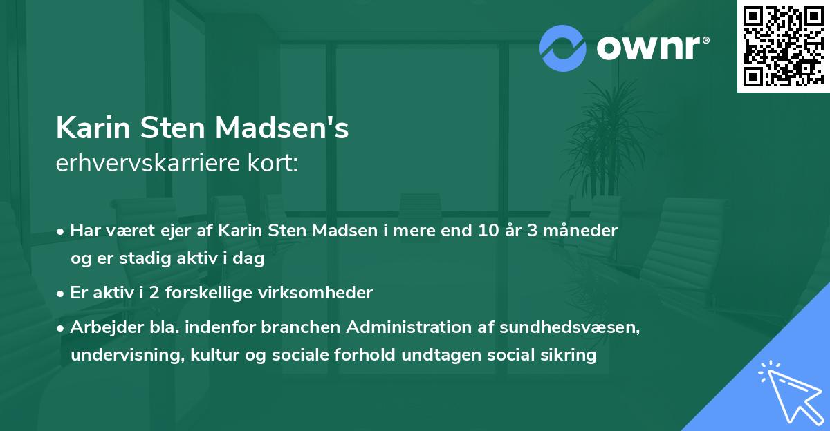 Karin Sten Madsen's erhvervskarriere kort