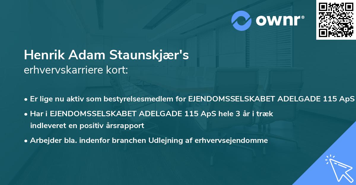 Henrik Adam Staunskjær's erhvervskarriere kort