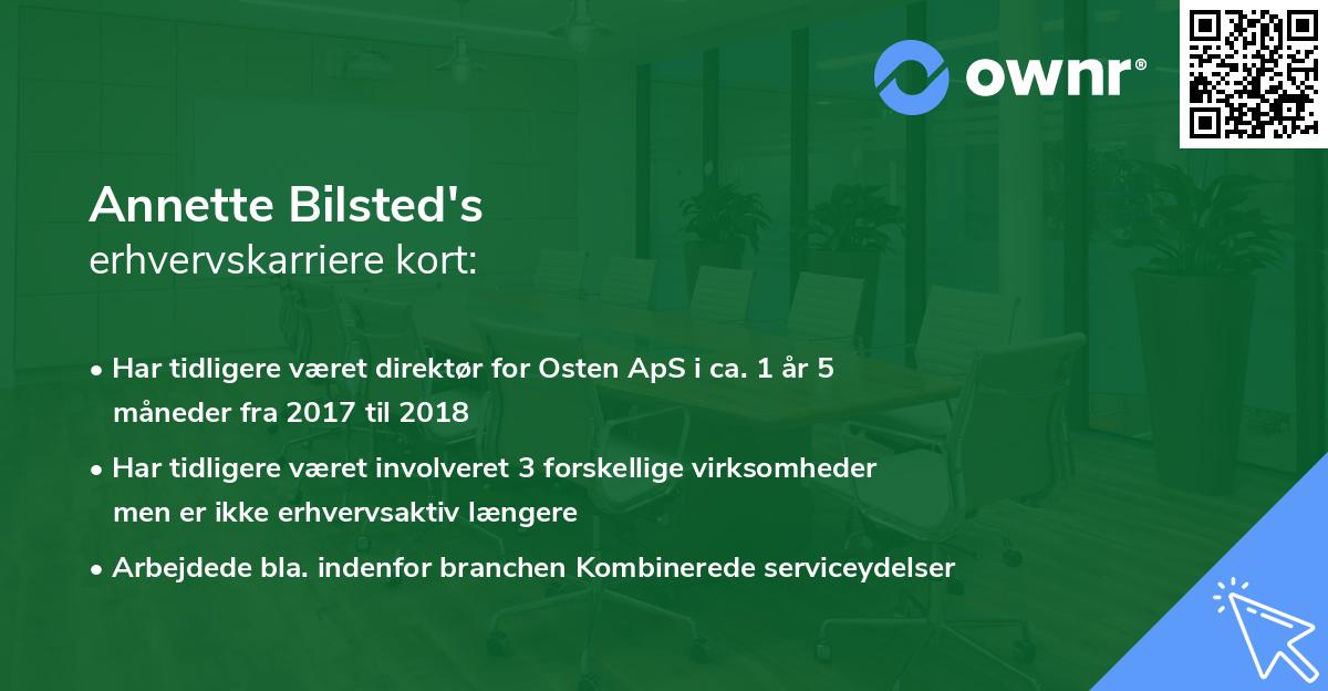 Annette Bilsted's erhvervskarriere kort
