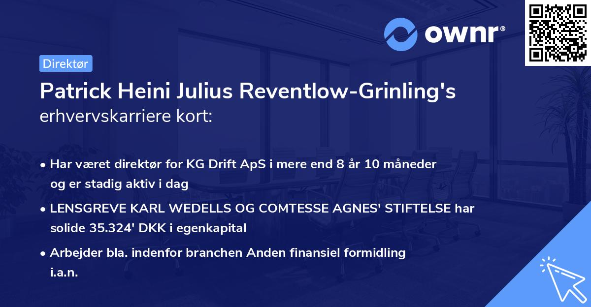 Patrick Heini Julius Reventlow-Grinling's erhvervskarriere kort