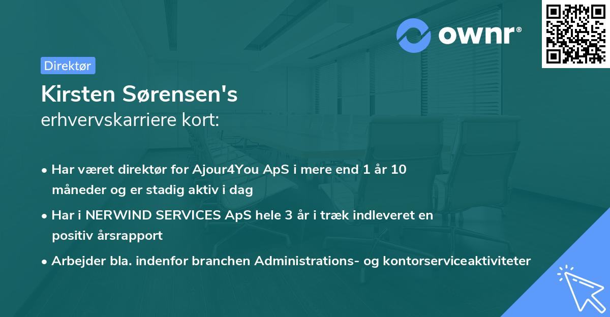 Kirsten Sørensen's erhvervskarriere kort