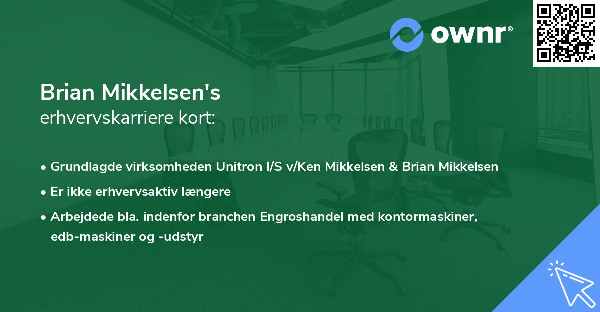 Brian Mikkelsen's erhvervskarriere kort