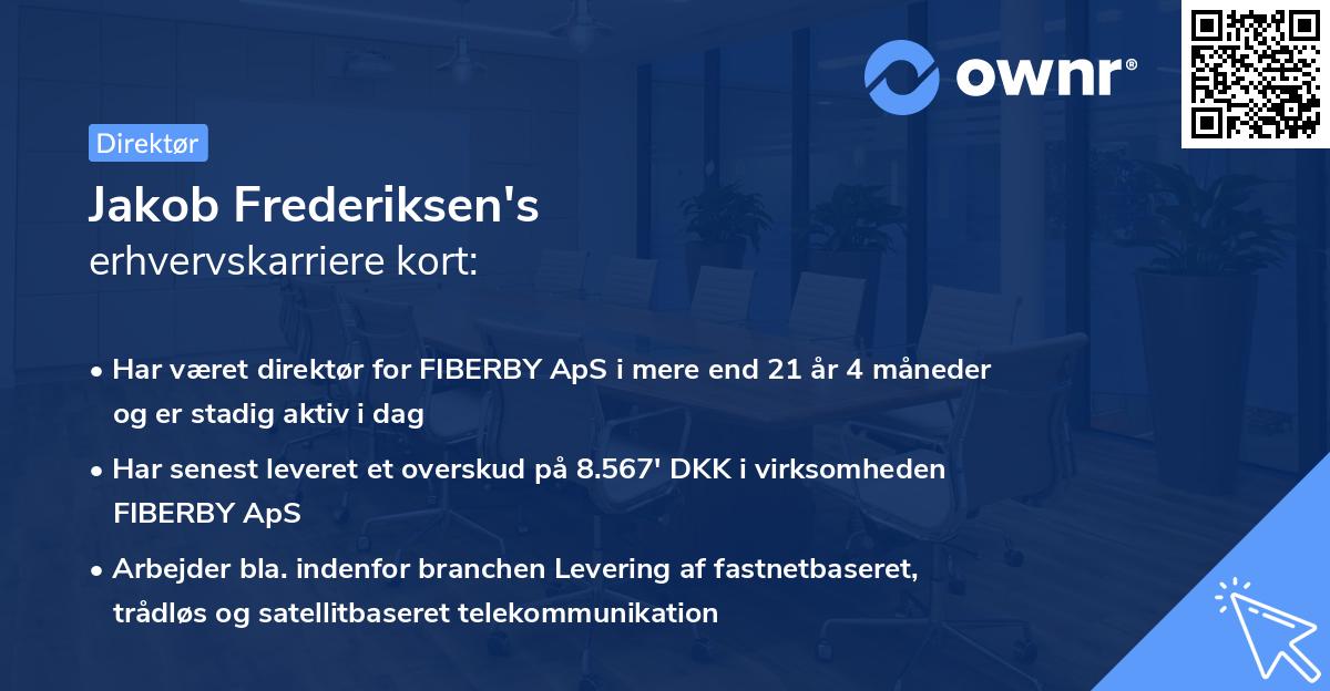 Jakob Frederiksen's erhvervskarriere kort