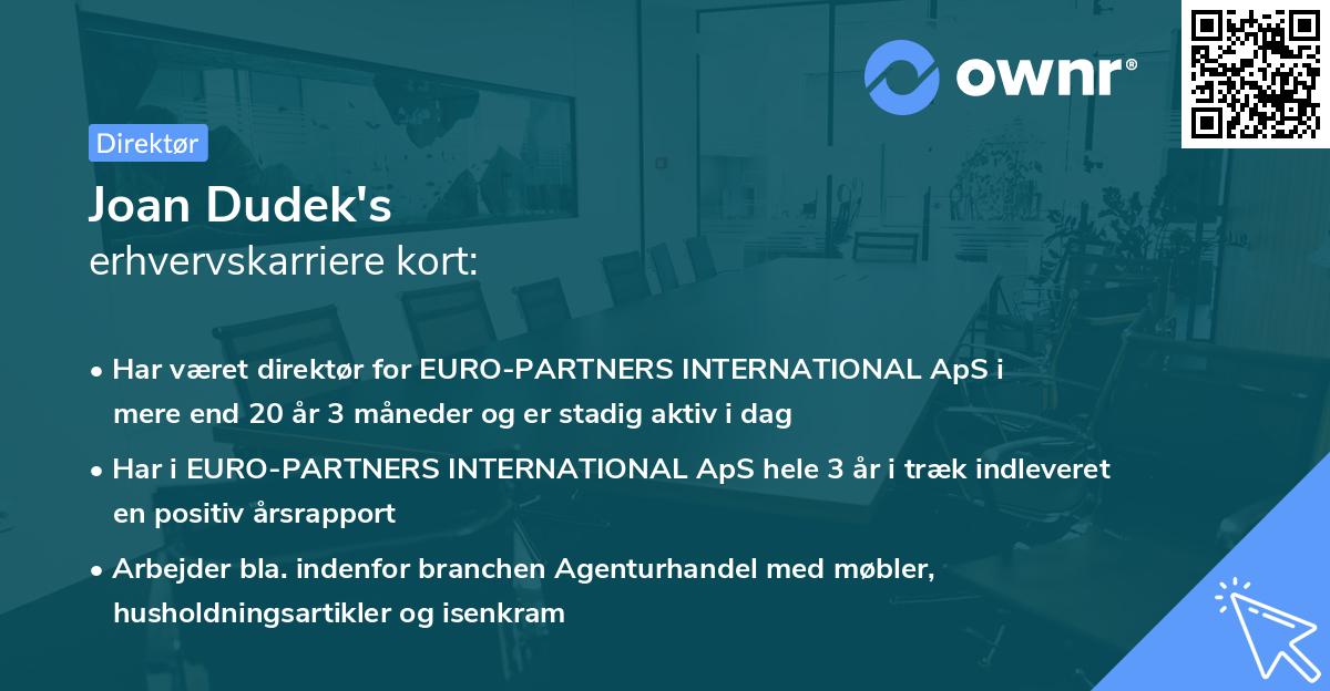 Joan Dudek's erhvervskarriere kort