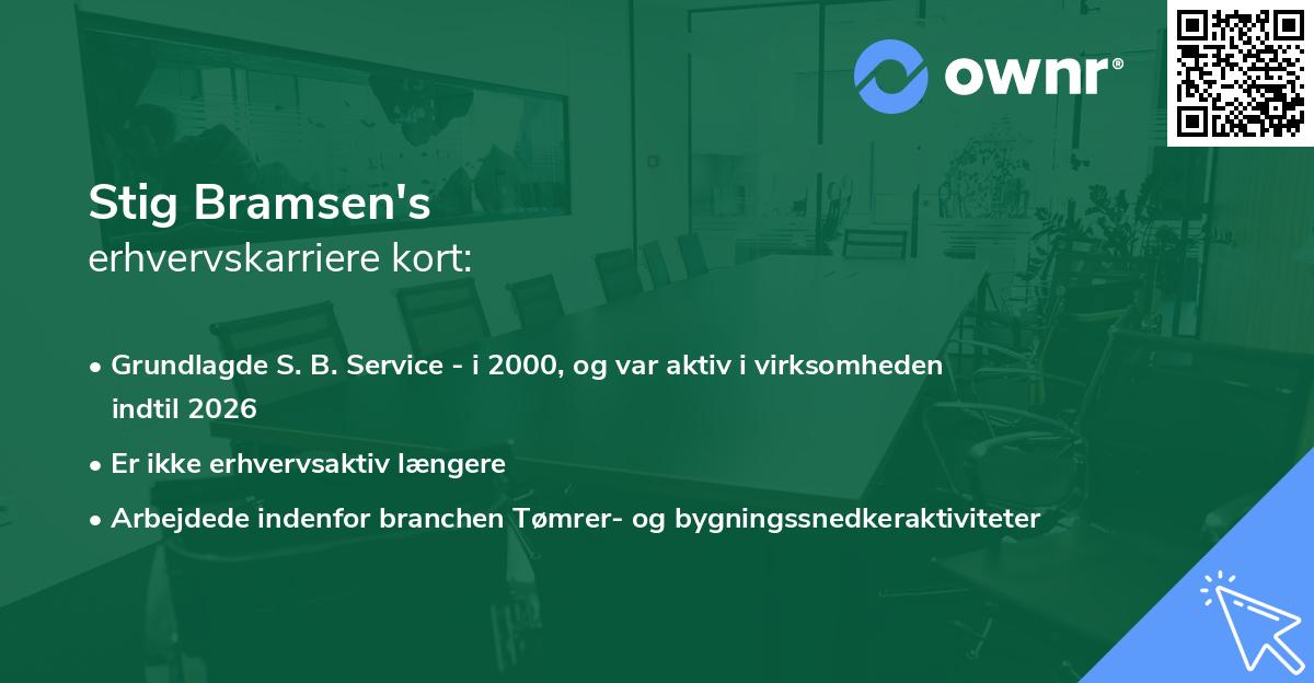 Stig Bramsen's erhvervskarriere kort