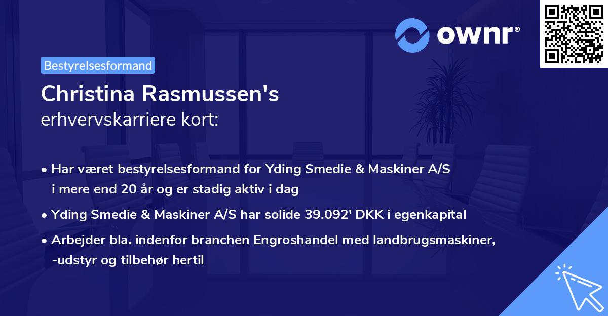 Christina Rasmussen's erhvervskarriere kort