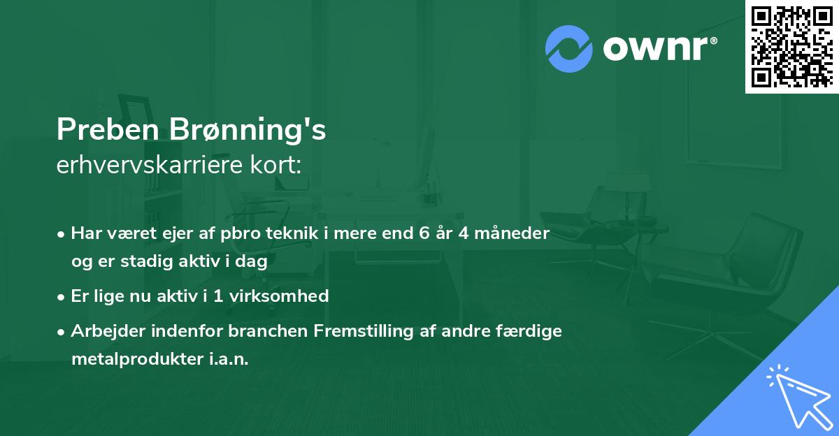 Preben Brønning's erhvervskarriere kort