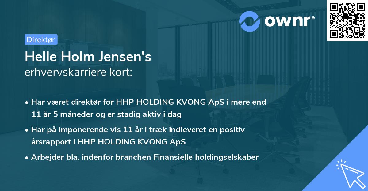 Helle Holm Jensen's erhvervskarriere kort