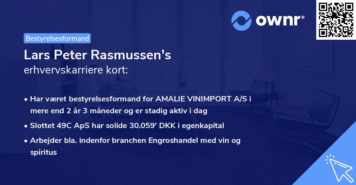 Lars Peter Rasmussen's erhvervskarriere kort