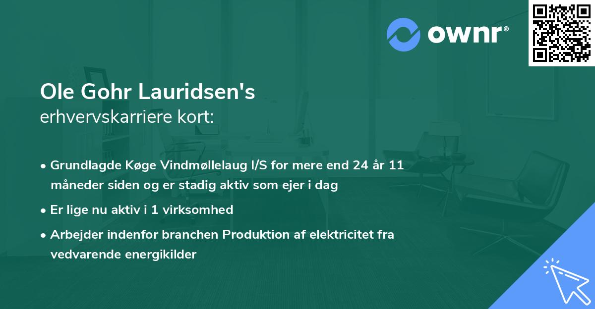 Ole Gohr Lauridsen's erhvervskarriere kort