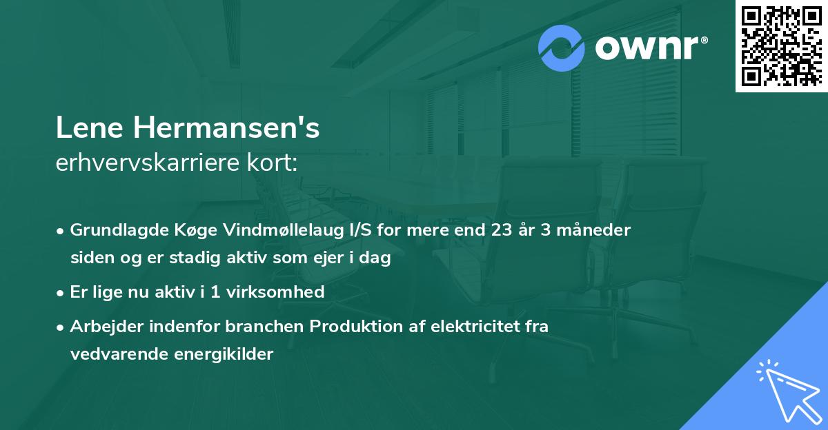 Lene Hermansen's erhvervskarriere kort