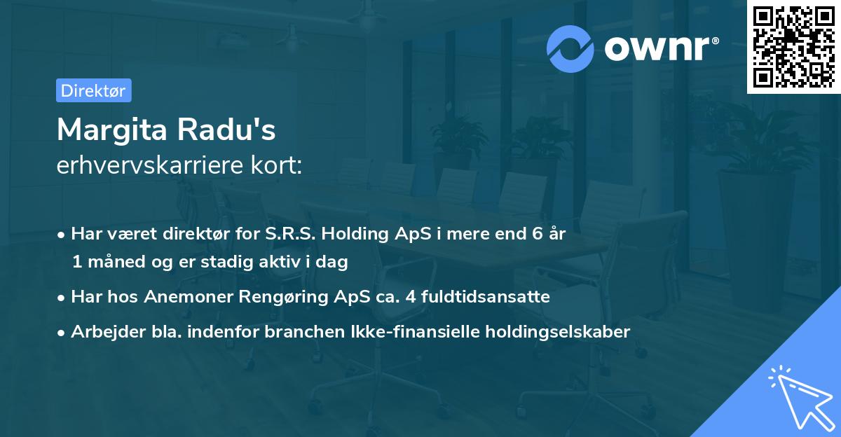 Margita Radu's erhvervskarriere kort