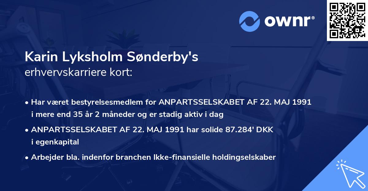 Karin Lyksholm Sønderby's erhvervskarriere kort